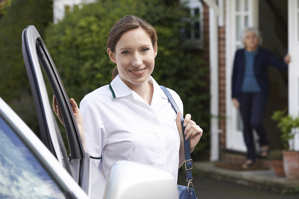 care worker visiting senior