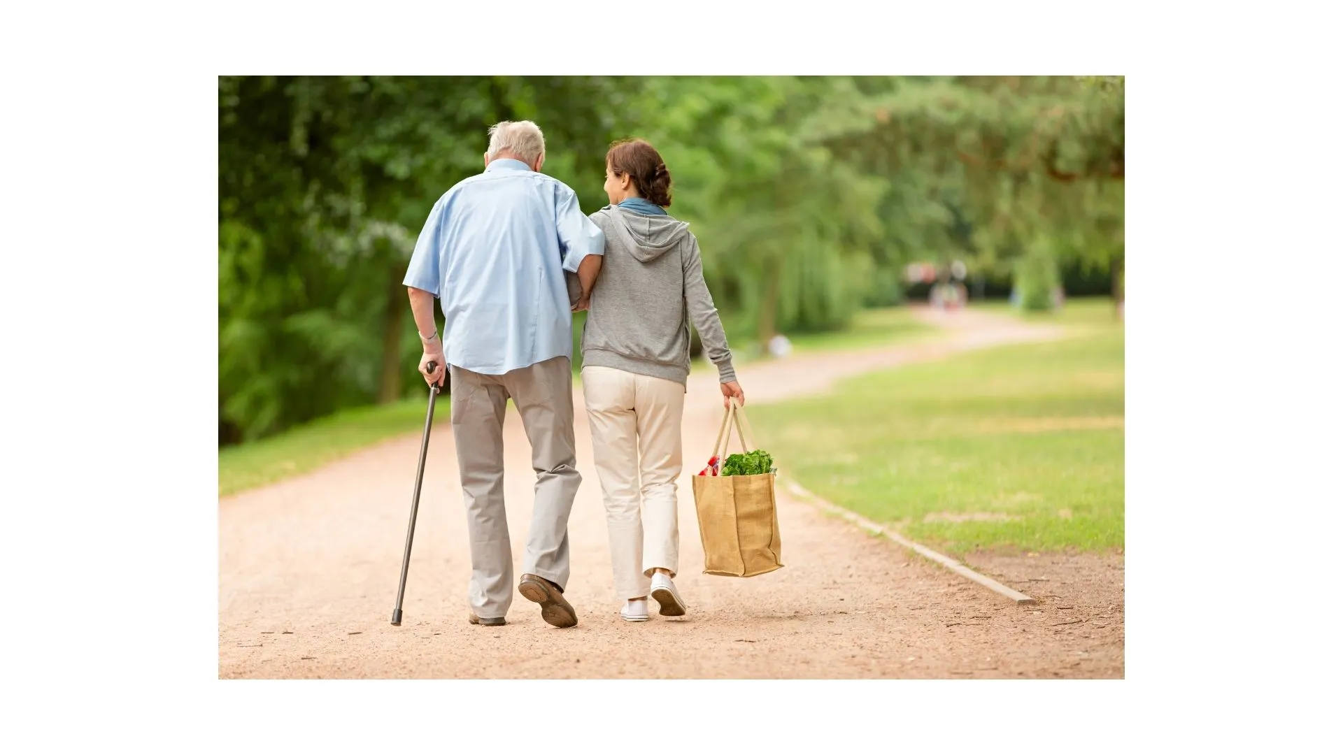 Basic Skills Of A Caregiver: Physical Strength, Caregiver helping elderly walk and carrying groceries 