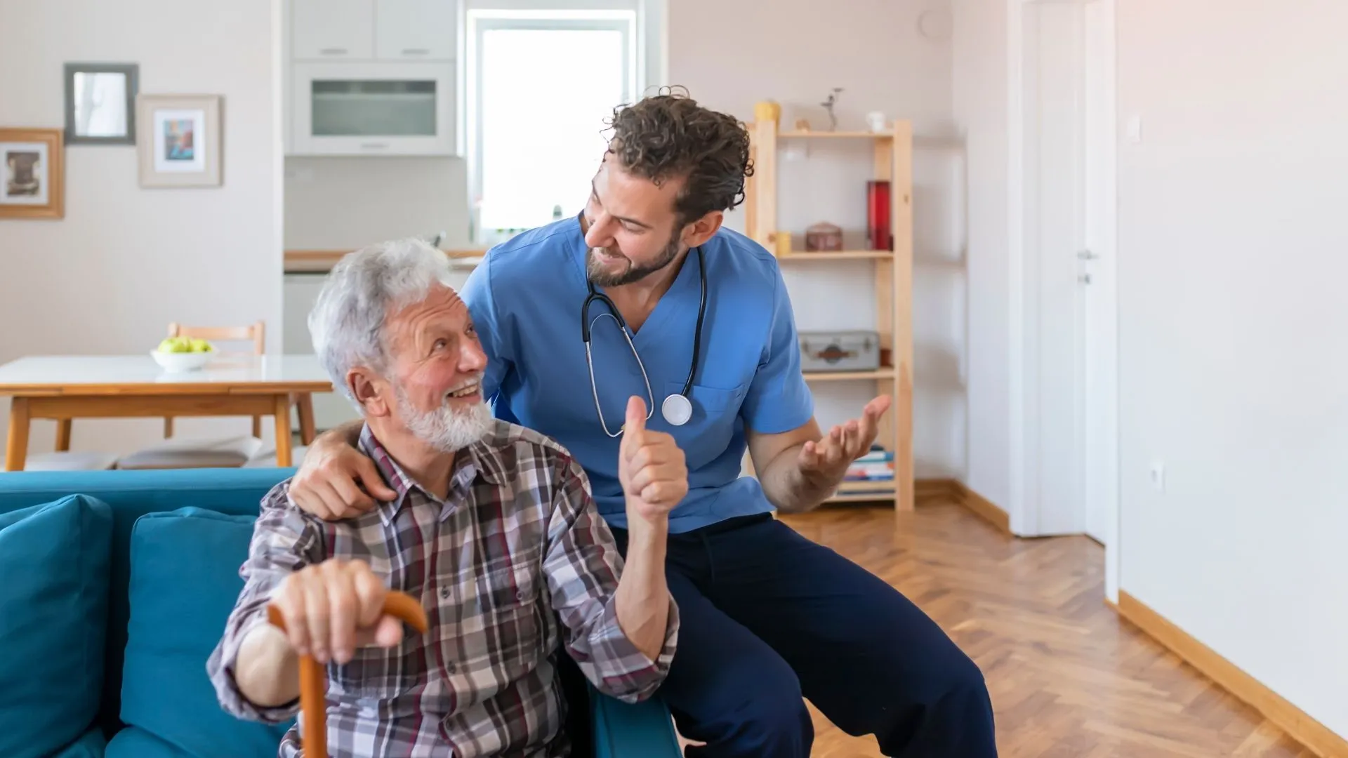 caregiver with elderly person